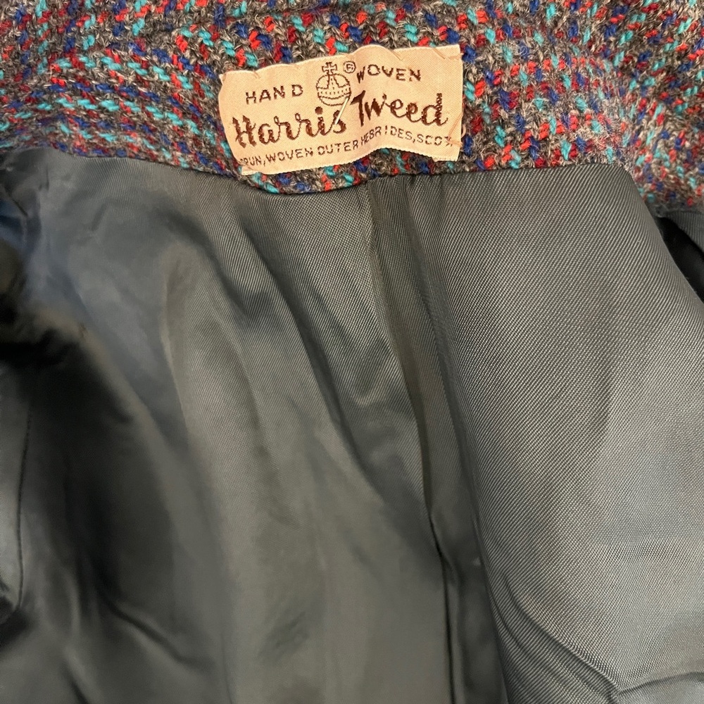 Vintage Harris Tweed Multicolor Handwoven Wool Coat - Picture 8 of 16